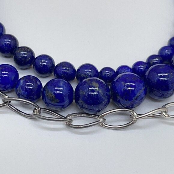 Jay King Lapis Necklace Graduated Beads Sterling Silver .925 Findings 19.75" - Picture 5 of 7